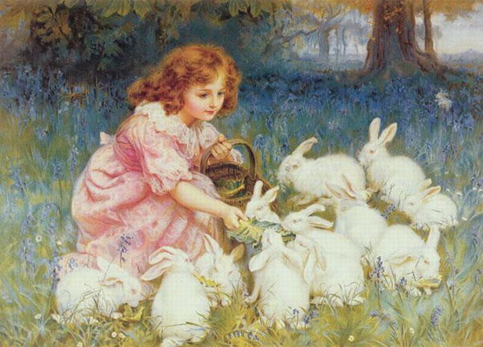 Frederick Morgan Feeding the Rabbits France oil painting art